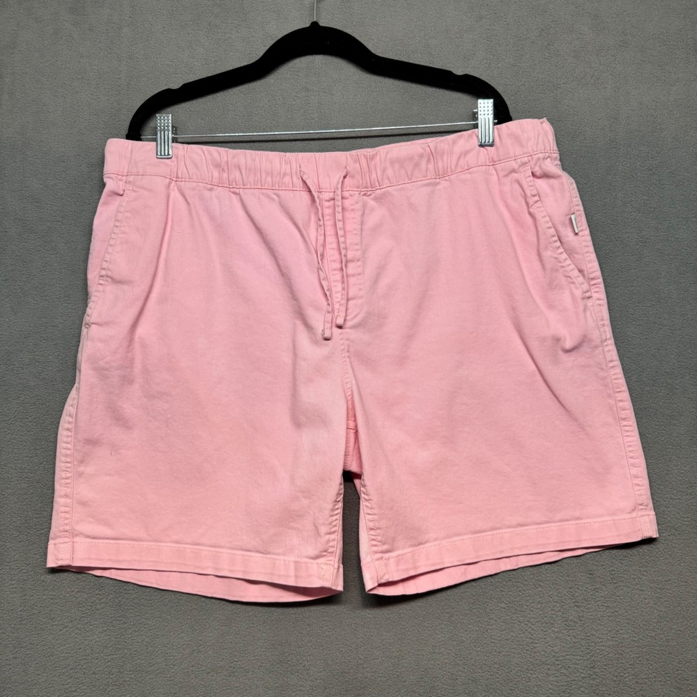 Onia Men Shorts Elastic Waist Drawstring Cotton Blend XL Pink Beach Resort Wear